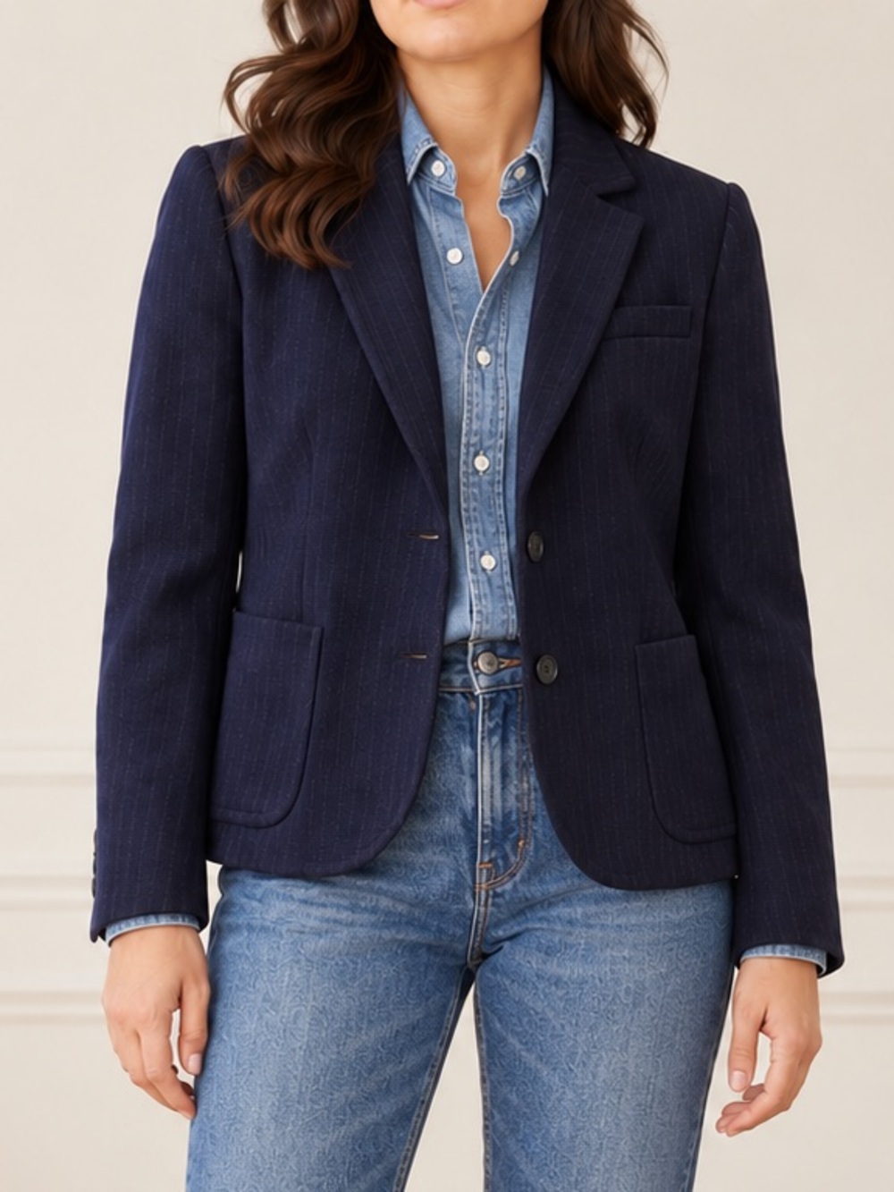 J. Crew Blazer 12 Navy Pinstripe Wool Schoolboy Jacket Preppy Academia Fall 2007